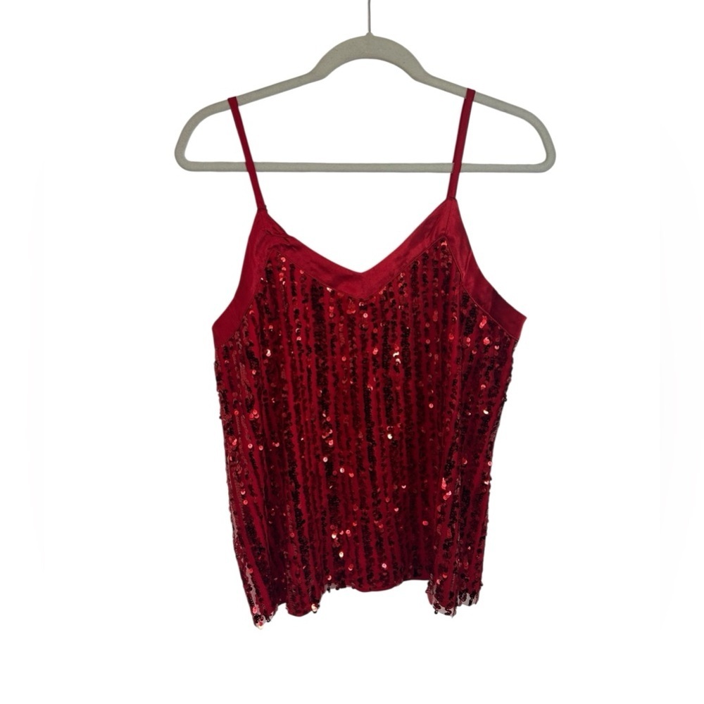 No Boundaries Red Sequin V-Neck Cami Tank Womens Juniors Size Large (11-13) NWT - Picture 3 of 11